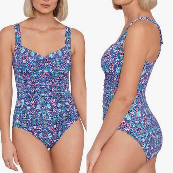 Swim Solutions Tummy-Control Shirred One-Piece
Swimsuit Size US 10 - Picture 7 of 9